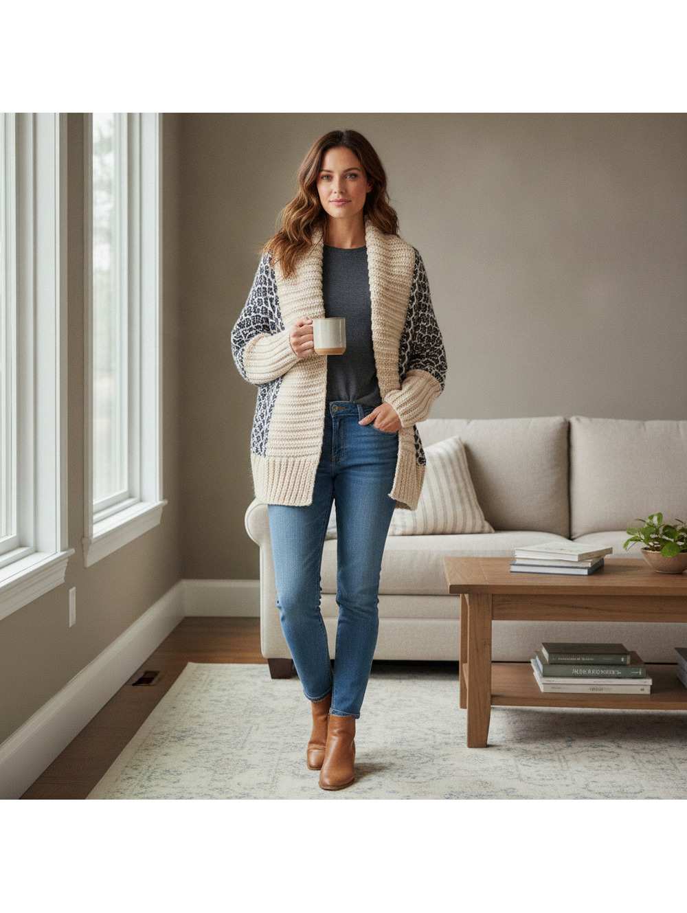 Simply Noelle One Size Chunky Knit Cardigan Sweater